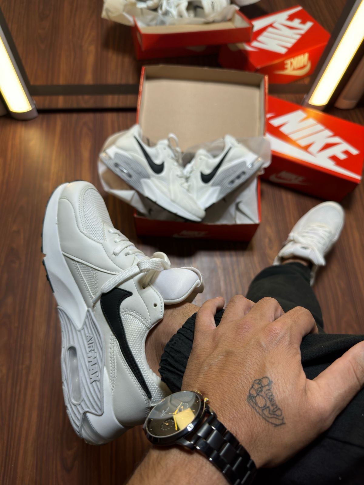 Tênis Nike Air Max Excee Branco Preto Masculino Premium